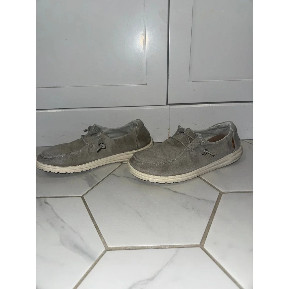Hey Dude Wendy Chambray Braid Gray Women's Slip On Shoes‎ Size 8